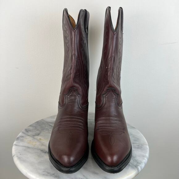 Vintage Men\'s Lehigh Brown Leather Embroidered Western Country Boots (Sz 9.5D) main image 10